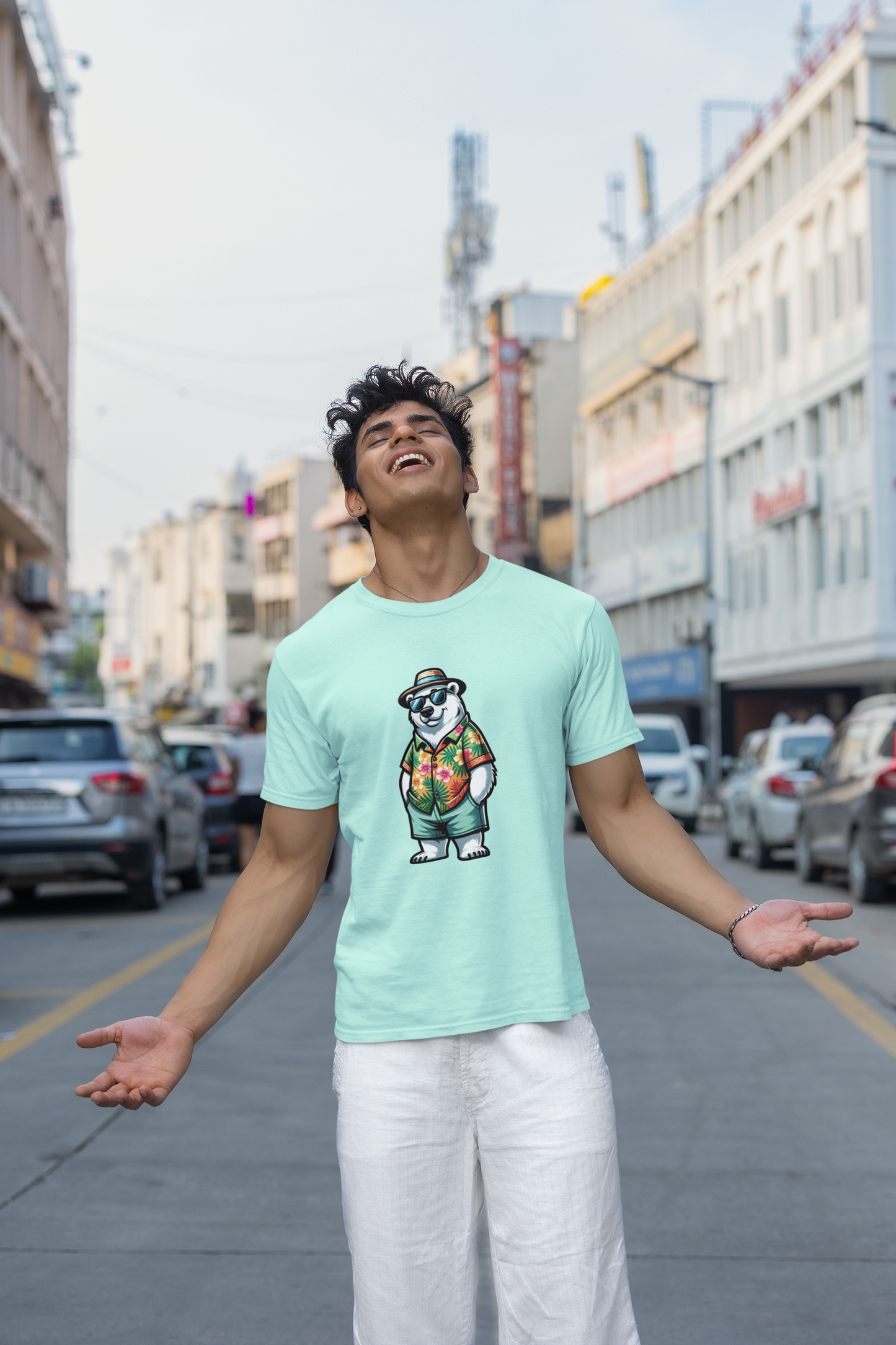 Polar Bear On Vacation | Printed | Crew