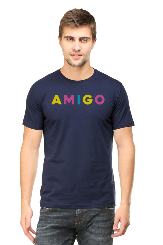Amigo printed crew neck t-shirt for men – stylish graphic tee